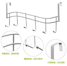 Load image into Gallery viewer, Cheap over the door hanger for kitchen tools heavy duty wall storage organizer racks with 5 hooks metal hanging bathroom jewelry closet holder backpack space saver for towel coat jacket robes chrome