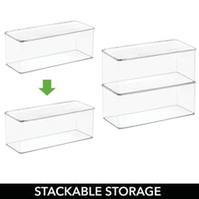 Load image into Gallery viewer, Shop for mdesign makeup storage organizer box for bathroom vanity countertops drawers holds beauty blenders eyeshadow palettes lipstick lip gloss makeup brushes hinged lid 13 4 long 4 pack clear