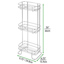 Load image into Gallery viewer, Buy now mdesign rectangular metal bathroom shelf unit free standing vertical storage for organizing and storing hand towels body lotion facial tissues bath salts 3 shelves 2 pack chrome