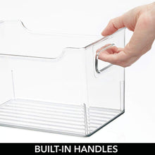 Load image into Gallery viewer, Budget friendly mdesign plastic storage organizer holder bin box with handles for cube furniture shelving organization for closet kids bedroom bathroom home office 10 x 6 x 6 high 8 pack clear