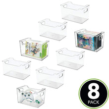 Load image into Gallery viewer, Buy mdesign plastic storage organizer holder bin box with handles for cube furniture shelving organization for closet kids bedroom bathroom home office 10 x 6 x 6 high 8 pack clear