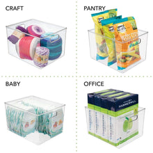 Load image into Gallery viewer, Results mdesign plastic storage organizer bin tote for organizing bathroom hand soaps body wash shampoo lotion conditioners hand towels hair accessories body spray mouthwash 8 high 8 pack clear