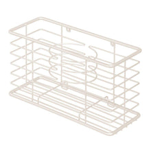 Load image into Gallery viewer, Exclusive mdesign farmhouse metal wire bathroom wall mount hair care styling tool organizer storage basket for hair dryer flat iron curling wand hair straightener brushes holds hot tools cream beige