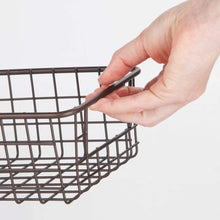 Load image into Gallery viewer, Discover mdesign household wire drawer organizer tray storage organizer bin basket built in handles for kitchen cabinets drawers pantry closet bedroom bathroom 16 x 6 x 3 8 pack bronze