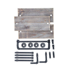 Load image into Gallery viewer, Results industrial bathroom shelves wall mounted with 2 towel bar 24in rustic pipe shelving 3 tiered wood shelf black farmhouse towel rack metal floating shelves towel holder iron distressed shelf over toilet
