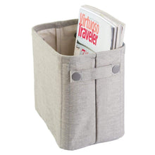 Load image into Gallery viewer, Cheap mdesign soft cotton fabric closet storage organizer bin basket storage organizer for bathroom coated interior attached handles use on vanity cabinet shelf countertop tall 4 pack light gray