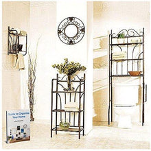Load image into Gallery viewer, Budget friendly 3 piece bathroom organizer spacesaver with over the door hooks hanger hanging clothes towel shelf tissue over the rack toilet cabinet floor shelving towel ebook by easy2find