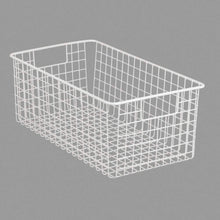 Load image into Gallery viewer, Exclusive mdesign farmhouse decor metal wire food organizer storage bin basket with handles for kitchen cabinets pantry bathroom laundry room closets garage 16 x 9 x 6 in 8 pack matte white