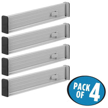 Load image into Gallery viewer, Buy mdesign adjustable expandable drawer organizer divider foam ends strong secure hold locks in place for bedroom bathroom closet office kitchen storage 2 5 high 4 pack gray