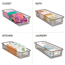 Load image into Gallery viewer, Cheap mdesign household wire drawer organizer tray storage organizer bin basket built in handles for kitchen cabinets drawers pantry closet bedroom bathroom 16 x 6 x 3 8 pack bronze