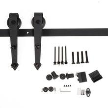Load image into Gallery viewer, The best hd abd powder coated steel modern barn wood sliding door hardware track kit for storage room laundry room master bathroom walk in closet office shutters high mobility areas double door 15ft 4600mm black