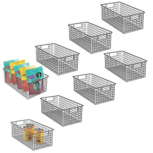 Load image into Gallery viewer, Best mdesign farmhouse decor metal wire food organizer storage bin basket with handles for kitchen cabinets pantry bathroom laundry room closets garage 16 x 9 x 6 in 8 pack matte black