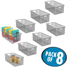 Load image into Gallery viewer, Cheap mdesign farmhouse decor metal wire food organizer storage bin basket with handles for kitchen cabinets pantry bathroom laundry room closets garage 16 x 9 x 6 in 8 pack matte black