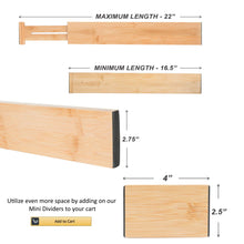Load image into Gallery viewer, Online shopping skatco bamboo drawer dividers spring adjustable kitchen drawer organizers set of 4 bamboo drawer organizer drawer divider for the kitchen bedroom dresser office bathroom natural