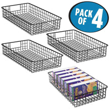 Load image into Gallery viewer, New mdesign household metal wire cabinet organizer storage organizer bins baskets trays for kitchen pantry pantry fridge closets garage laundry bathroom 16 x 9 x 3 4 pack matte black