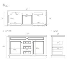 Load image into Gallery viewer, New maykke abigail 60 bathroom vanity set in birch wood american walnut finish double brown cabinet with countertop backsplash in black granite and ceramic undermount sink in white ysa1376001