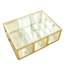 Load image into Gallery viewer, Best seller  hersoo large mirror glass top dresser make up organizer jewelry cosmetic display stackable cube 6 drawers set dresser storage for vanity with lid bathroom accessories brushes container 3drawerg