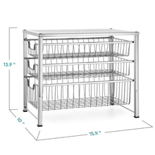 Load image into Gallery viewer, Purchase bextsware cabinet basket organizer with 3 tier wire grid sliding drawer multi function stackable mesh storage organizer for kitchen counter desktop bathroom under sinkchrome