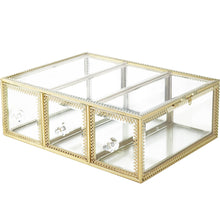 Load image into Gallery viewer, Top rated hersoo large mirror glass top dresser make up organizer jewelry cosmetic display stackable cube 6 drawers set dresser storage for vanity with lid bathroom accessories brushes container 3drawerg