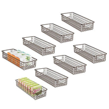 Load image into Gallery viewer, Buy mdesign household wire drawer organizer tray storage organizer bin basket built in handles for kitchen cabinets drawers pantry closet bedroom bathroom 16 x 6 x 3 8 pack bronze