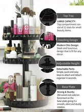 Load image into Gallery viewer, Amazon modern chic makeup organizer 360 rotation black adjustable height 3 layers storage fit makeup lipstick cosmetic skincare perfume perfect on dresser bedroom bathroom countertop
