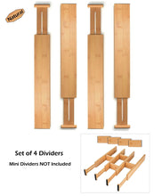 Load image into Gallery viewer, Kitchen skatco bamboo drawer dividers spring adjustable kitchen drawer organizers set of 4 bamboo drawer organizer drawer divider for the kitchen bedroom dresser office bathroom natural