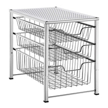 Load image into Gallery viewer, Save on bextsware cabinet basket organizer with 3 tier wire grid sliding drawer multi function stackable mesh storage organizer for kitchen counter desktop bathroom under sinkchrome