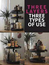 Load image into Gallery viewer, Best seller  modern chic makeup organizer 360 rotation black adjustable height 3 layers storage fit makeup lipstick cosmetic skincare perfume perfect on dresser bedroom bathroom countertop
