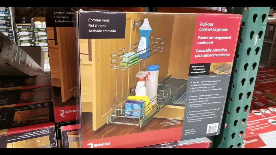 Costco has the Richelieu Under Counter Sliding Basket Organizer for $19! There are other under counter sliding baskets online :