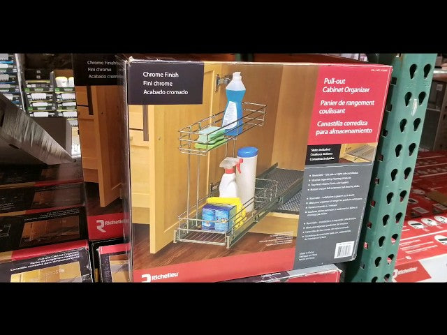 Costco has the Richelieu Under Counter Sliding Basket Organizer for $19! There are other under counter sliding baskets online :