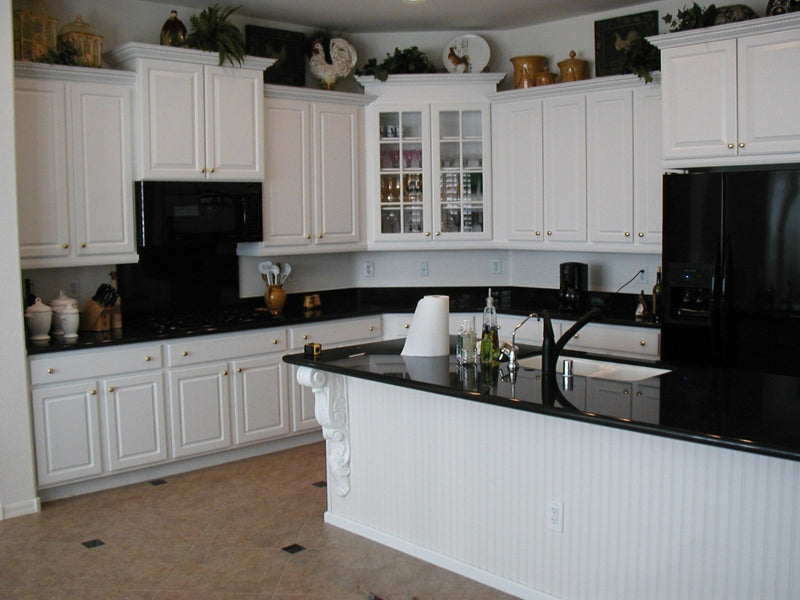 Sympathetic White Cabinets Dark Countertops