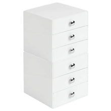 Load image into Gallery viewer, On amazon idesign plastic 3 jewelry box compact storage organization drawers set for cosmetics makeup hair care bathroom office dorm desk countertop 6 5 x 6 5 x 6 5 set of 4 white