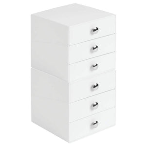 On amazon idesign plastic 3 jewelry box compact storage organization drawers set for cosmetics makeup hair care bathroom office dorm desk countertop 6 5 x 6 5 x 6 5 set of 4 white