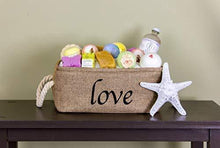 Load image into Gallery viewer, Top rated lillys love storage baskets organizer set 3 pack burlap nesting popular canvas storage bins for closet kitchen or bathroom organizing
