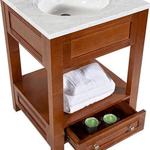 Load image into Gallery viewer, Cheap maykke oxford 25 transitional bathroom vanity set in cinnamon marble vanity top carrara white ceramic undermount sink with 8 widespread faucet holes in white lba5024001