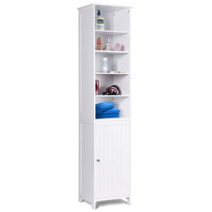 Online shopping 72 tall cabinet waterjoy standing tall storage cabinet wooden white bathroom cupboard with door and 5 adjustable shelves elegant and space saving