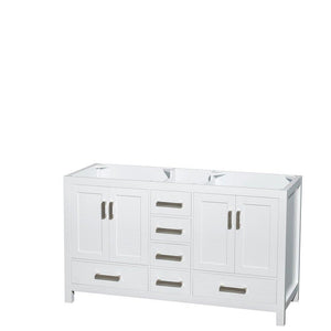 Great wyndham collection sheffield 60 inch double bathroom vanity in white white carrera marble countertop undermount square sinks and 24 inch mirrors