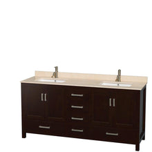 Load image into Gallery viewer, Online shopping wyndham collection sheffield 72 inch double bathroom vanity in espresso ivory marble countertop undermount square sinks and 70 inch mirror