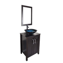 Load image into Gallery viewer, Purchase bathroom vanities 24 inch with sink freestanding eco mdf sink cabinet vanity organizers with counter top glass vessel sink vanity mirror and 1 5 gpm faucet combo vanity ocean blue sink