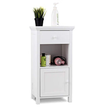 Load image into Gallery viewer, Discover the best tangkula bathroom floor storage cabinet wooden storage cabinet for home office living room bathroom one drawer cupboard organize freestanding cabinet white