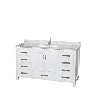 Select nice wyndham collection sheffield 60 inch single bathroom vanity in white white carrera marble countertop undermount square sink and 58 inch mirror
