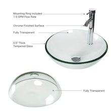Load image into Gallery viewer, Save 24 bathroom vanity and sink combo stand cabinet mdf board cabinet tempered glass vessel sink round clear sink bowl 1 5 gpm water save chrome faucet solid brass pop up drain w mirror