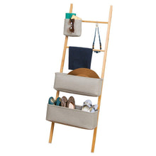 Load image into Gallery viewer, The best interdesign formbu wren free standing bathroom storage ladder with bins for towels beauty products lotion soap toilet paper accessories natural gray
