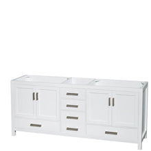 Load image into Gallery viewer, Save wyndham collection sheffield 80 inch double bathroom vanity in white white carrera marble countertop undermount oval sinks and no mirror