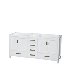 Load image into Gallery viewer, Online shopping wyndham collection sheffield 72 inch double bathroom vanity in white white carrera marble countertop undermount square sinks and 24 inch mirrors
