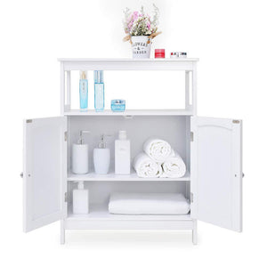 Save on iwell bathroom floor storage cabinet with 1 adjustable shelf 3 heights available free standing kitchen cupboard wooden storage cabinet with 2 doors office furniture white ysg002b