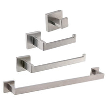 Load image into Gallery viewer, Kitchen turs contemporary 4 piece bathroom hardware set towel hook towel bar toilet paper holder tower holder sus 304 stainless steel wall mounted brushed