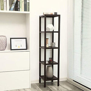 Storage songmics 100 bamboo bathroom shelf 5 tier multifunctional storage rack shelving unit bathroom towel shelf for kitchen livingroom bedroom hallway brown ubcb55z