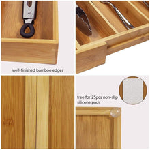 Load image into Gallery viewer, Save on mebbay 5 set bamboo drawer dividers kitchen drawer organizer adjustable drawer divider organizer bamboo wood utensil drawer organizer for kitchen dresser bedroom bathroom with non slip pads