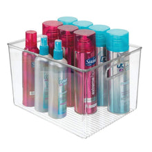 Load image into Gallery viewer, Purchase mdesign plastic storage organizer bin tote for organizing bathroom hand soaps body wash shampoo lotion conditioners hand towels hair accessories body spray mouthwash 8 high 8 pack clear